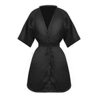 Black Hairdresser Apron Hair Cut Cape Salon Client Gown Robes Cape Waterproof Hair Cutting Smock For Clients Kimono Style Capes-Serilas