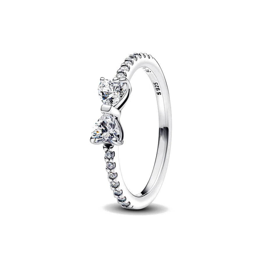 2025 New 925 Sterling Silver MINISO Stitch Bow Shaped Heart zircon Heart Ring Size 6 7 8 9 Rings Fashion Fine Jewelry For Women-Serilas