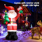 1.2/1.8m Inflatable Santa Claus Holding Christmas Tree Gift Bags Outdoor Decoration with LED Lights Blowing up Toys Garden Decor-Serilas