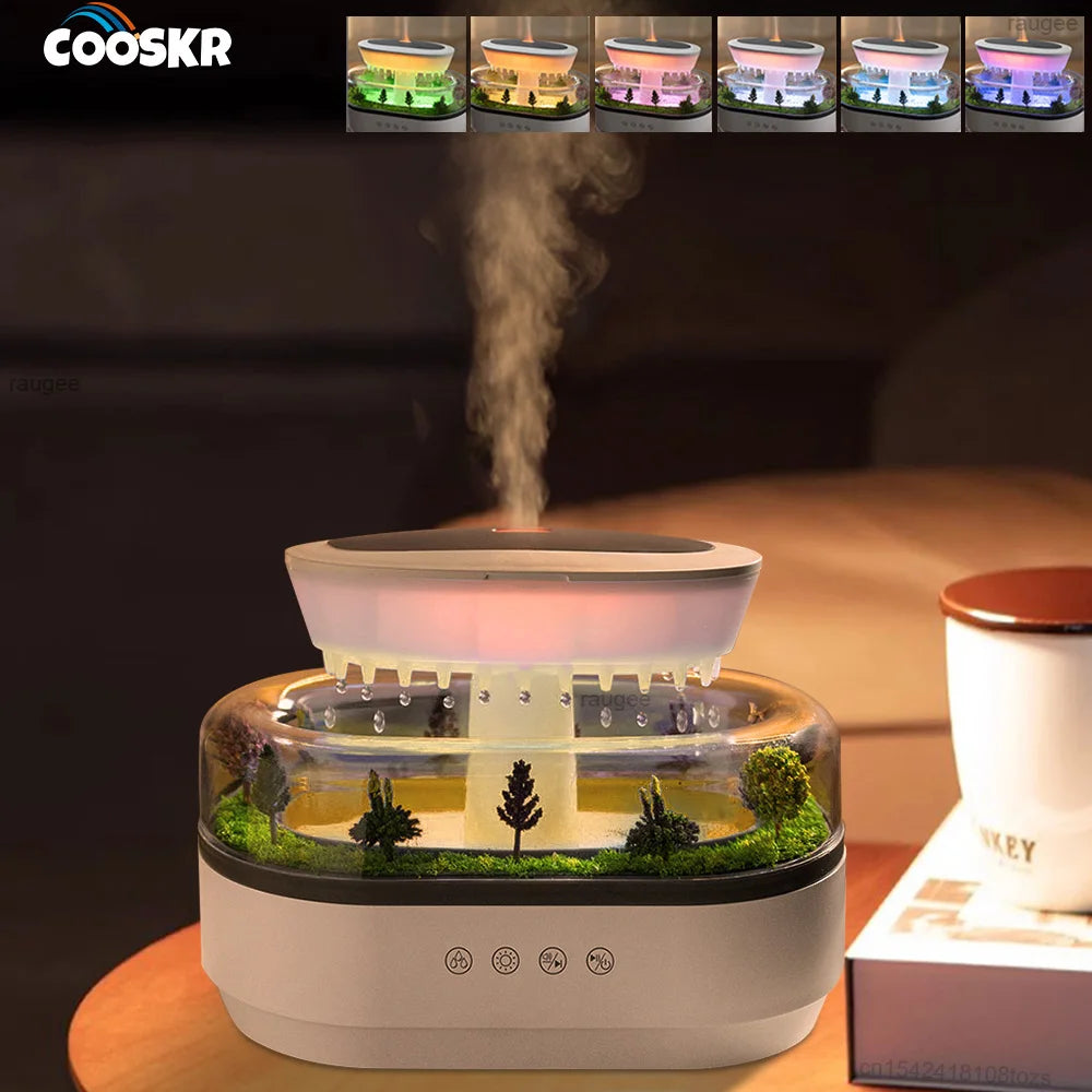 Aroma Air Humidifier Fragrance Essential Oil Diffuser for Home Raindrop Model Aroma Diffuser Humidifier with LED Colorful Light-Serilas