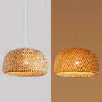 Bamboo Lantern Pendant Lamp Natural Rattan Wicker E27 Chandeliers Hand-Woven Bamboo Lampshades Lighting Fixtures Hanging Light-Serilas