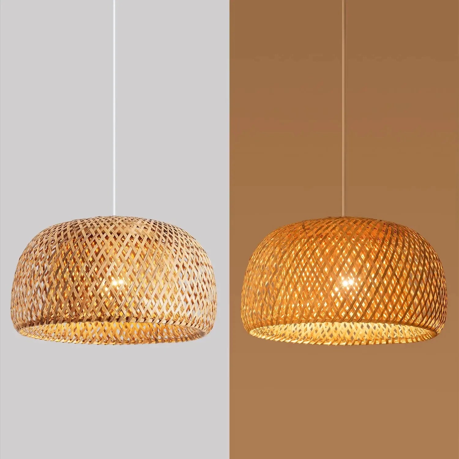 Bamboo Lantern Pendant Lamp Natural Rattan Wicker E27 Chandeliers Hand-Woven Bamboo Lampshades Lighting Fixtures Hanging Light-Serilas