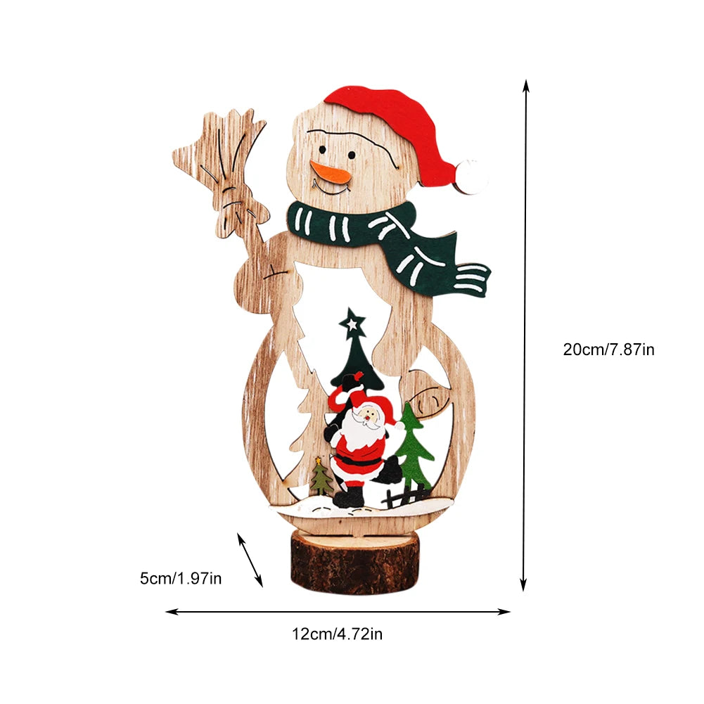 Christmas Decoration DIY Wooden Crafts Creative Ornaments Santa Claus Snowman Reindeer Christmas Desktop Decoration Gifts-Serilas
