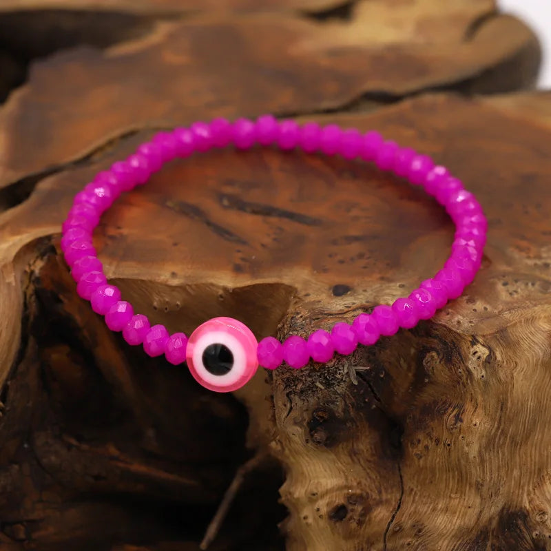 Multicolor Crystal Beaded Elastic Bracelets for Women Boho Jewelry Evil Eye Charm Bracelet Female Girl Gifts Wholesale-Serilas