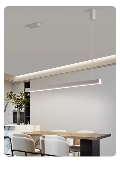 Modern LED linear chandelier for dining room office white bar pendant lights kitchen island lighting black minimalist lamp
