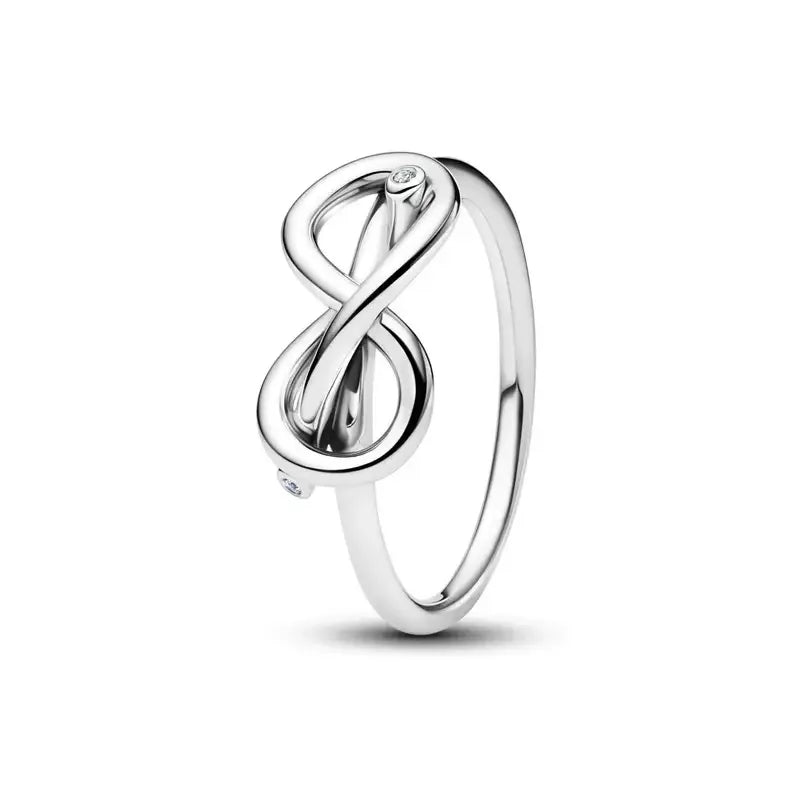 2025 New 925 Sterling Silver MINISO Stitch Bow Shaped Heart zircon Heart Ring Size 6 7 8 9 Rings Fashion Fine Jewelry For Women-Serilas