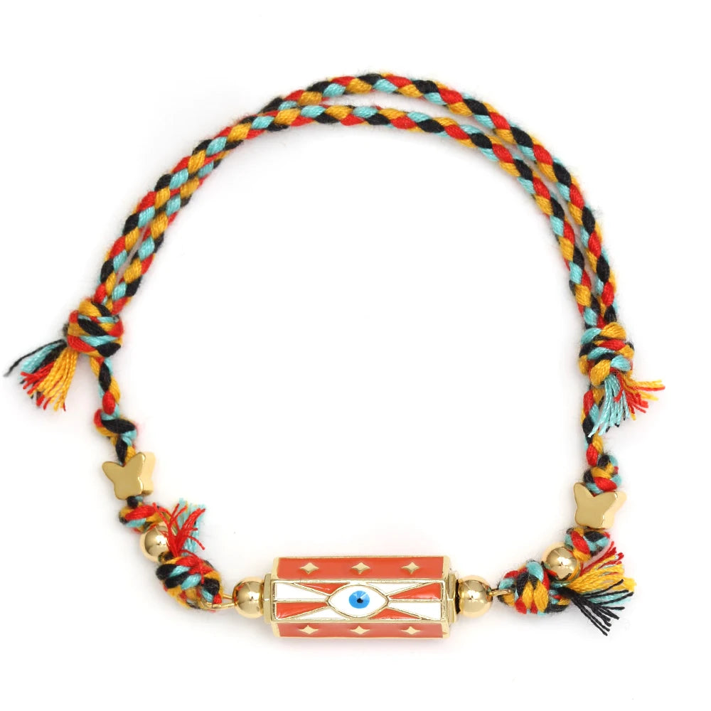 Lucky Eye Copper Enamel Turkish Evil Eye Charm Bracelet DIY Adjustable Rope Chain Bracelet for Women Men Girls Fashion Jewelry-Serilas