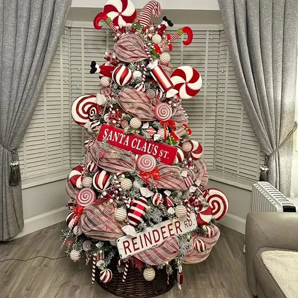 Christmas Tree Decorations Ribbon Mesh Ribbon for Wreath Bow Garland 2025 Christmas Decor Home Decor Gifts Navidad New Year 2026-Serilas