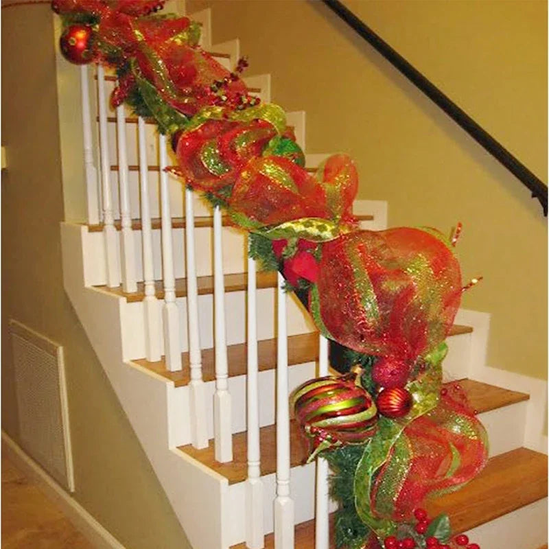 Christmas Tree Decorations Ribbon Mesh Ribbon for Wreath Bow Garland 2025 Christmas Decor Home Decor Gifts Navidad New Year 2026-Serilas