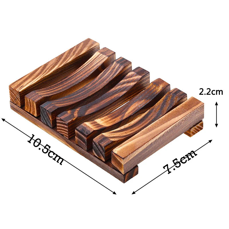 Natural Bamboo Soap Holder Wooden Bathroom Soap Storage Rack Prevent Mildew Soap Draining Box Organizers Bathroom Accessories-Serilas