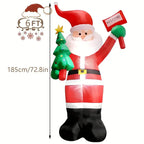 1.2/1.8m Inflatable Santa Claus Holding Christmas Tree Gift Bags Outdoor Decoration with LED Lights Blowing up Toys Garden Decor-Serilas