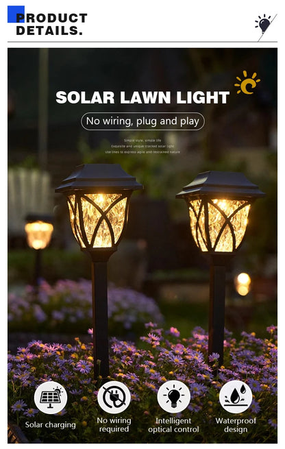 8 Pack LED Solar Courtyard Lamp Outdoor Waterproof Lawn Lights Solar Garden Paths Lane Landscape Lighting Decorative Lights