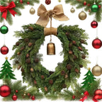 Christmas Beautiful Wreath Decoration Rustic Hanging Artificial Garland For Front Door Festival Family Atmosphere Celebrate Prop-Serilas