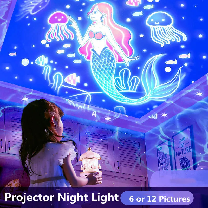 Starry Projector Night Light Rotating Sky Moon Lamp Galaxy Lamp Home Bedroom Decoration Starlight Christmas Lights for Kids Gift-Serilas