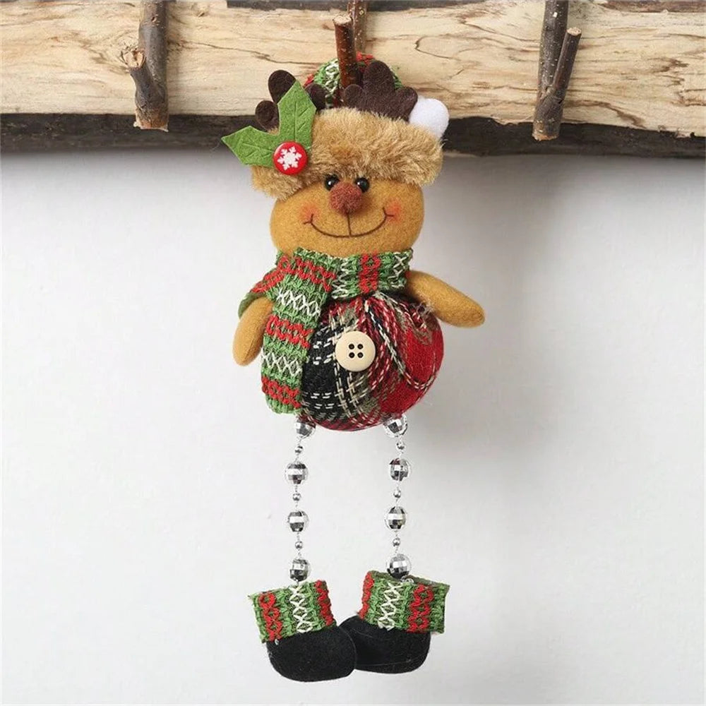 Christmas Tree Decorations, Plush Hanging Ornaments for Holiday Party, Santa Claus Snowman Reindeer Christmas Home Decoration-Serilas