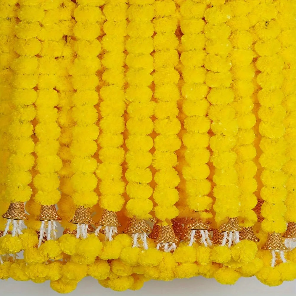 Marigold Flower Garlands 1.5m Artificial Flower Garland Indian DécorPooja Diwali Fiesta Day of The Dead Christmas Events Decor-Serilas