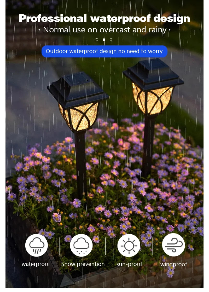 8 Pack LED Solar Courtyard Lamp Outdoor Waterproof Lawn Lights Solar Garden Paths Lane Landscape Lighting Decorative Lights