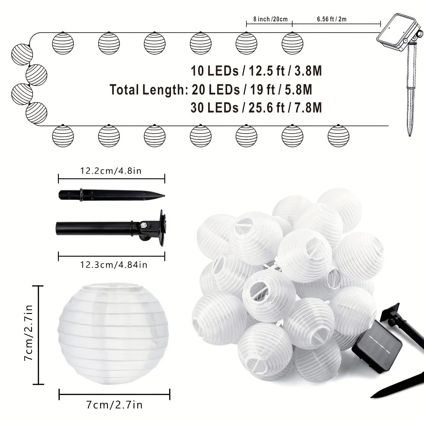 LED Solar Lantern String Lights Outdoor Garland Fairy Lights Solar Powered Garden Decorative Light for Christmas Wedding Party-Serilas