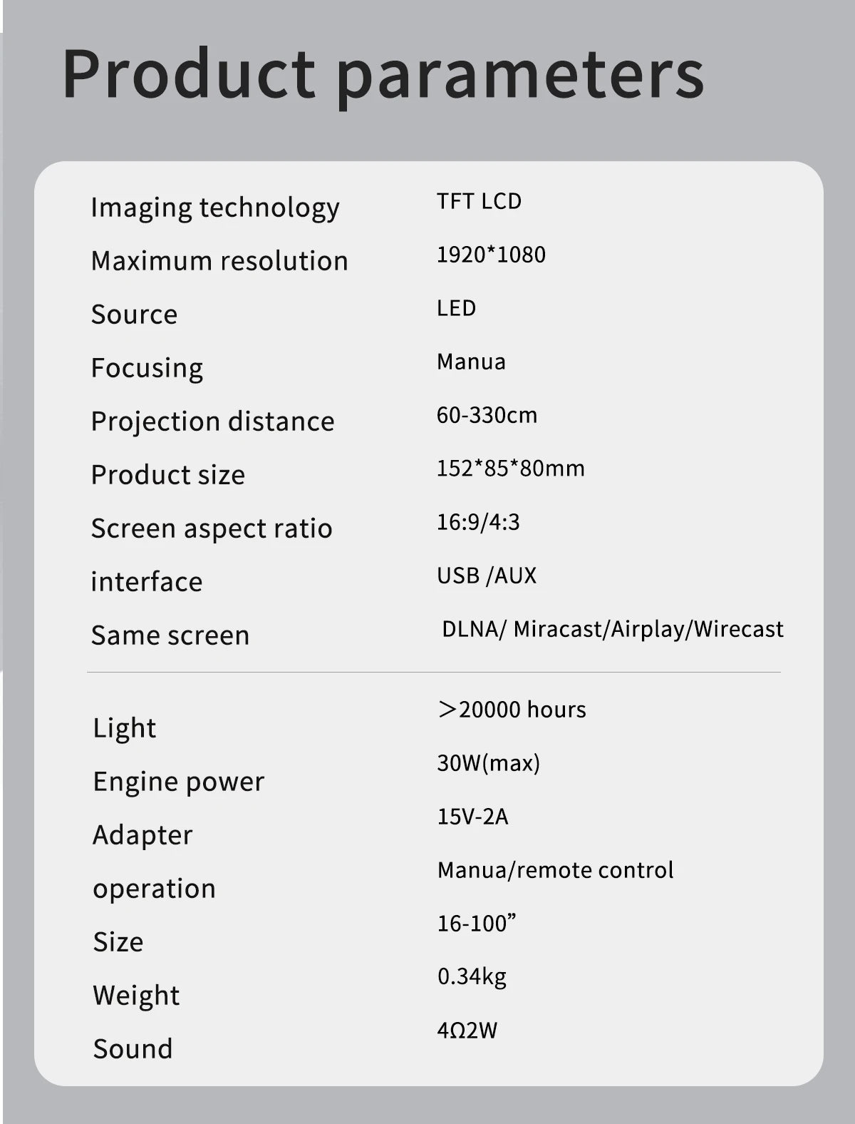 Smart Projector WIFI Mini Portable Home Theater Mobile Phone Same Screen Projector Support 4K LED Home Video Projector &Speaker-Serilas