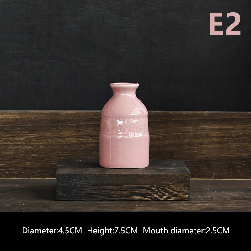 Ins Ceramics Flower Vase Nordic Hydroponics Vases Creative Room Decor Mini Flower Plant Bottle Pots Table Ornament Colorful Vase-Serilas