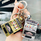 Retro Mini Fruit Machine Keychain Game Winning Best Friend Gift Toy Key Holder Coin Games Console Creative Slot Casino Model-Serilas
