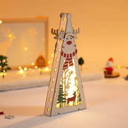 Christmas Decorations DIY Handmade House Luminous Wooden Ornaments Christmas Tree Snowman Atmosphere Pendant Send Light String-Serilas