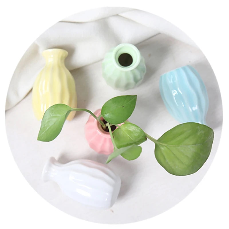 Ins Ceramics Flower Vase Nordic Hydroponics Vases Creative Room Decor Mini Flower Plant Bottle Pots Table Ornament Colorful Vase-Serilas