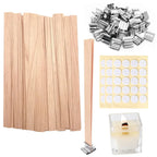 100Pcs Wooden Wick Stick with Base Candle Making Tools Multi Size Candlewick for Scented Candles Wedding Decor DIY Birthday Gift-Serilas