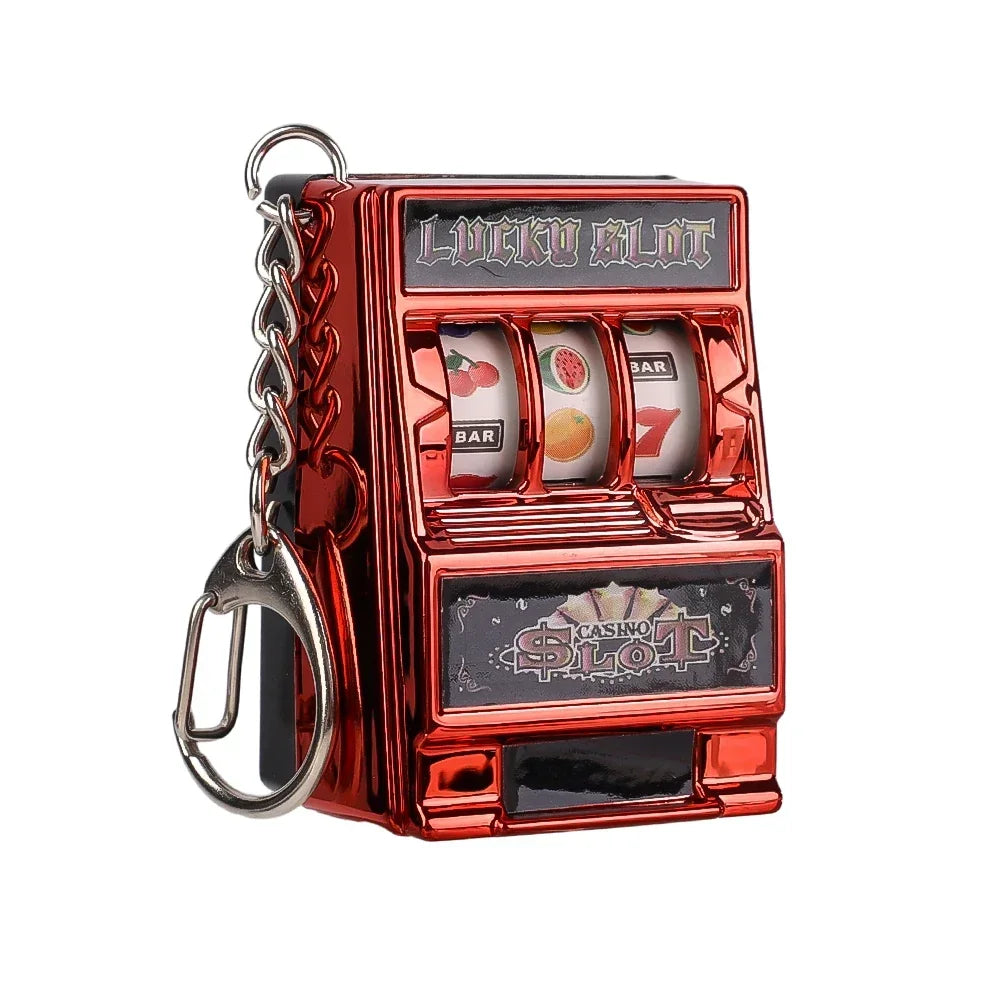 Retro Mini Fruit Machine Keychain Game Winning Best Friend Gift Toy Key Holder Coin Games Console Creative Slot Casino Model-Serilas