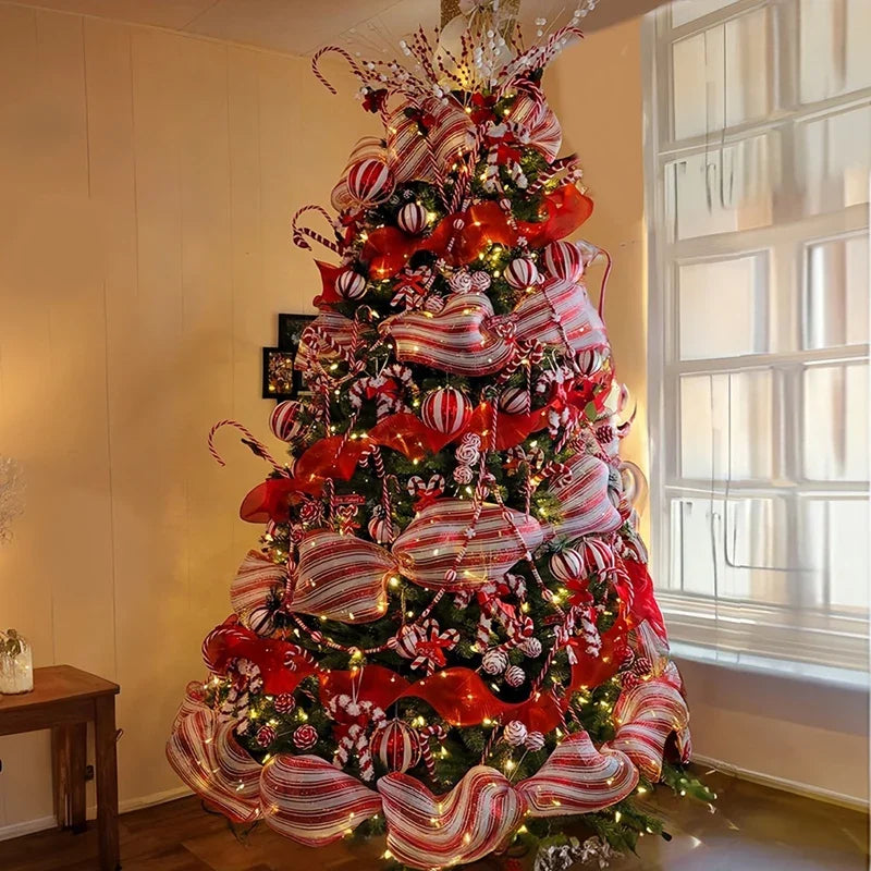 Christmas Tree Decorations Ribbon Mesh Ribbon for Wreath Bow Garland 2025 Christmas Decor Home Decor Gifts Navidad New Year 2026-Serilas