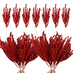 New Christmas Red Berries Branch Artificial Holly Berry Stamen Flowers Wreath for Xmas Tree Ornaments New Year Party Home Decor-Serilas