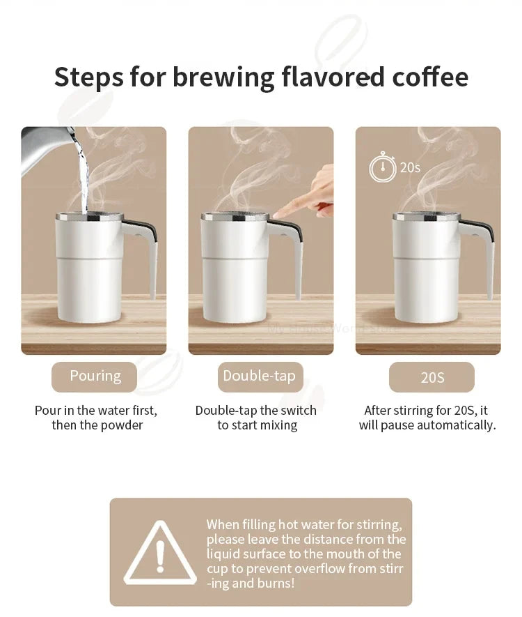 Automatic Stirring Cup Rechargeable Portable Coffee Electric Stirring Stainless Steel Mixer Rotating Magnetic Self Stirring Mugs-Serilas