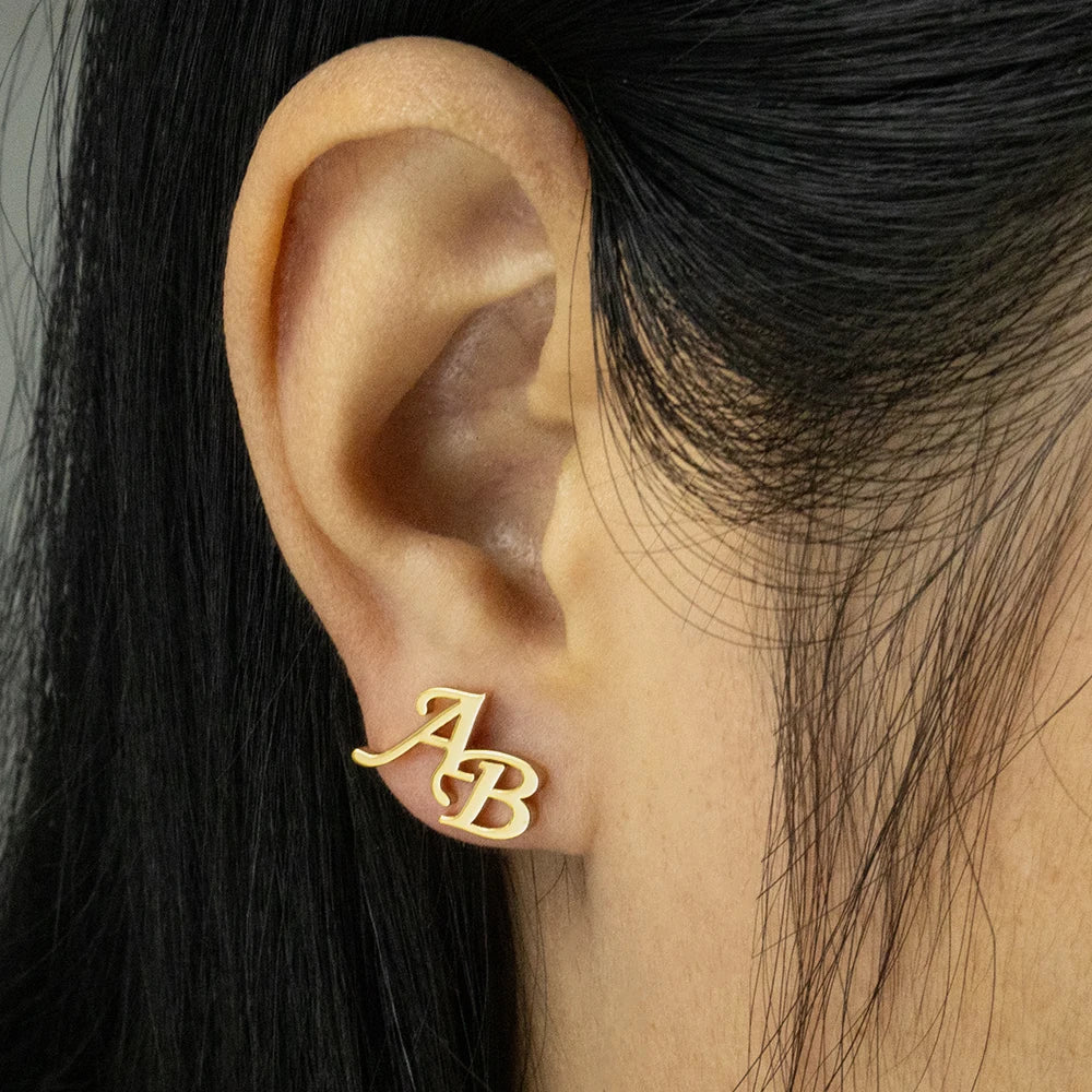 Personalized Initial Name Earrings Exquisite Stainless Steel Customized Earrings Commemorative Gift for Mom and Women's Friends-Serilas