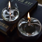 Handcrafted Flat Transparent Glass Candle Holder Oil Lamp?With a light core?Can be used as table candles?Christmas home decor at-Serilas