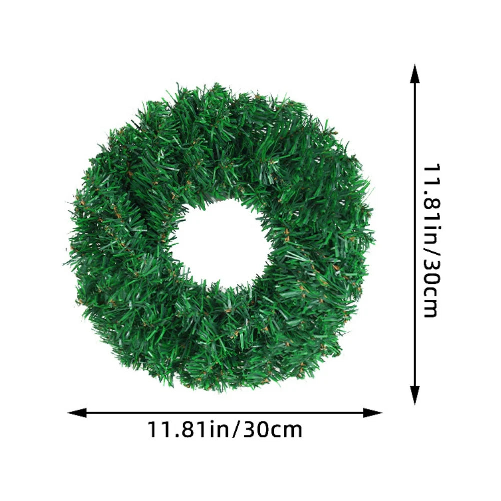 30/40/50cm Artificial Green Wreath PVC Wall Wreaths Seasonal Home The Wreath Christmas Ribbon Wreath Front Door Fall Wreaths-Serilas