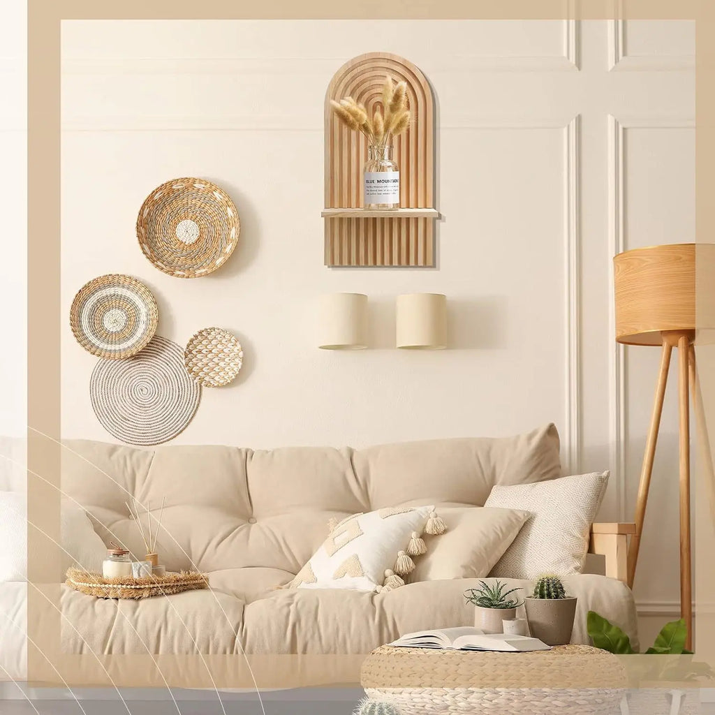 Boho Wooden Shelves for Wall Decorative Book Floating Wall Shelf for Living Room Bathroom Bedroom Classroom Office Nursery Home-Serilas