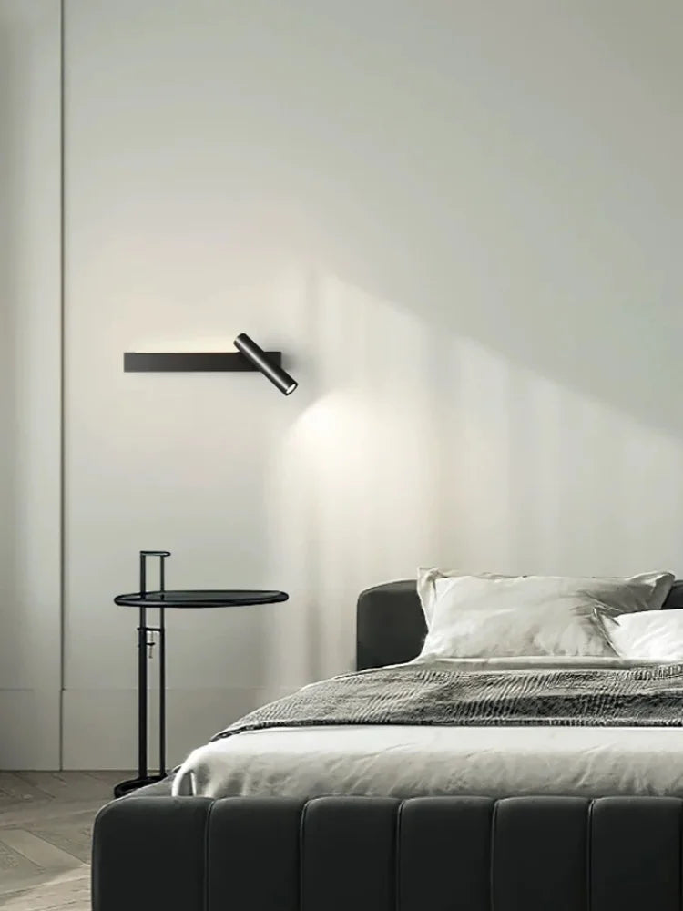 Minimalist wall lamp, living room bedroom wall rotatable spotlight, creative minimalist bedside lamp, USB interface reading lamp-Serilas
