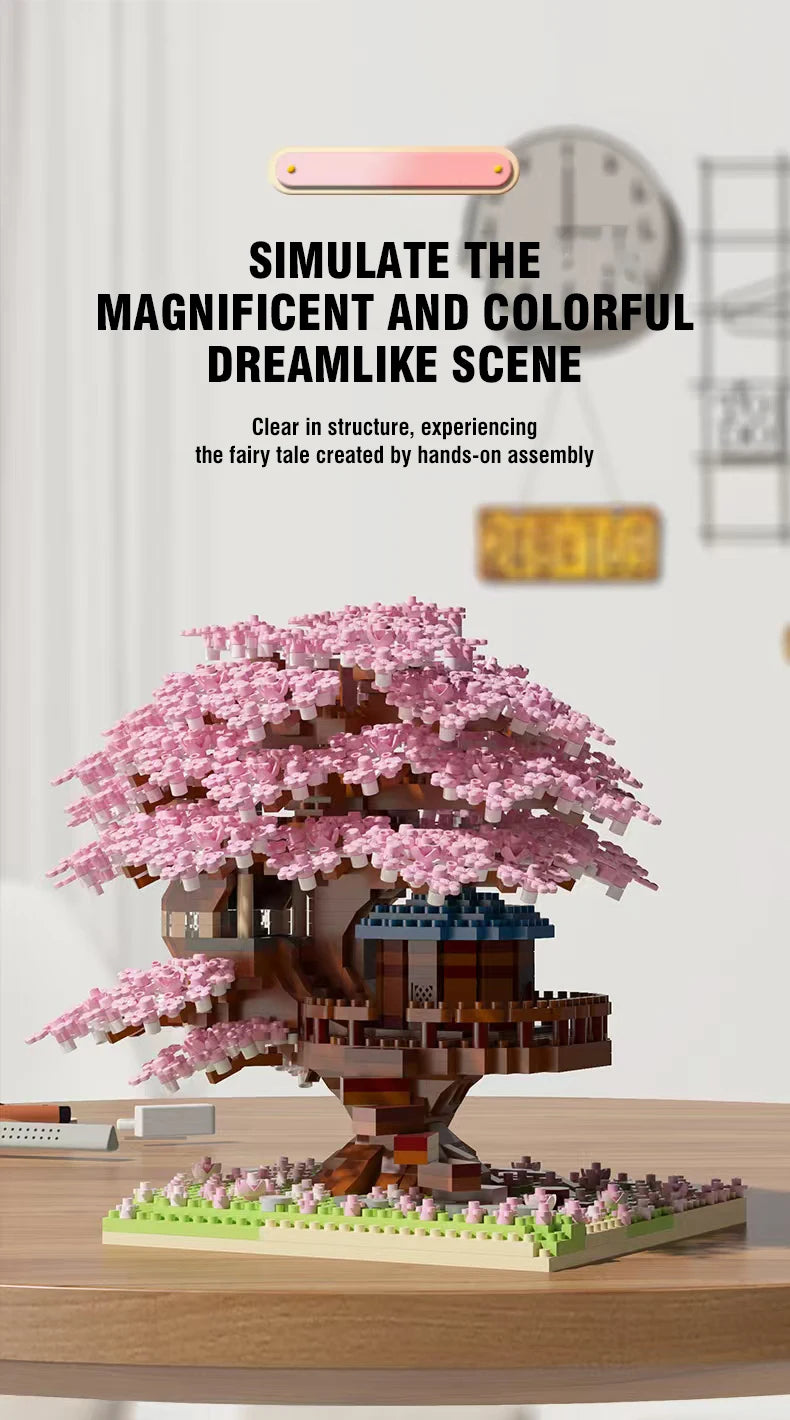 Christmas Gifts DIY Flowers Tree House Micro Building Blocks Block Assembly Brick Handmade Girls Girlfriend Birthday gift kids-Serilas