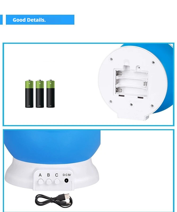 Night Lamp Projector Starry Sky Night Light Projector Baby Lamp Decor Rotating Starry Nursery Moon Galaxy Projector Table Light-Serilas