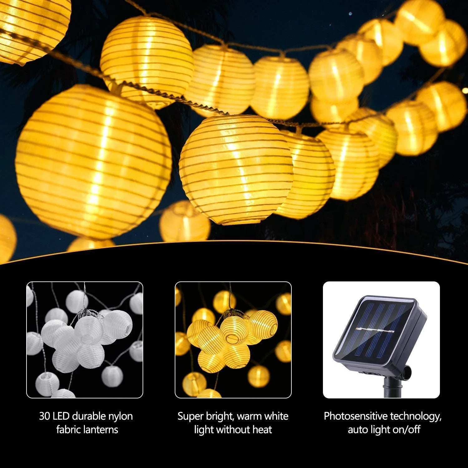 LED Solar Lantern String Lights Outdoor Garland Fairy Lights Solar Powered Garden Decorative Light for Christmas Wedding Party-Serilas