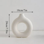 Nordic Vase Circular Hollow Ceramic Flower Vase For Home Living Room Decoration Accessories Interior Office Desktop Decor Gift-Serilas