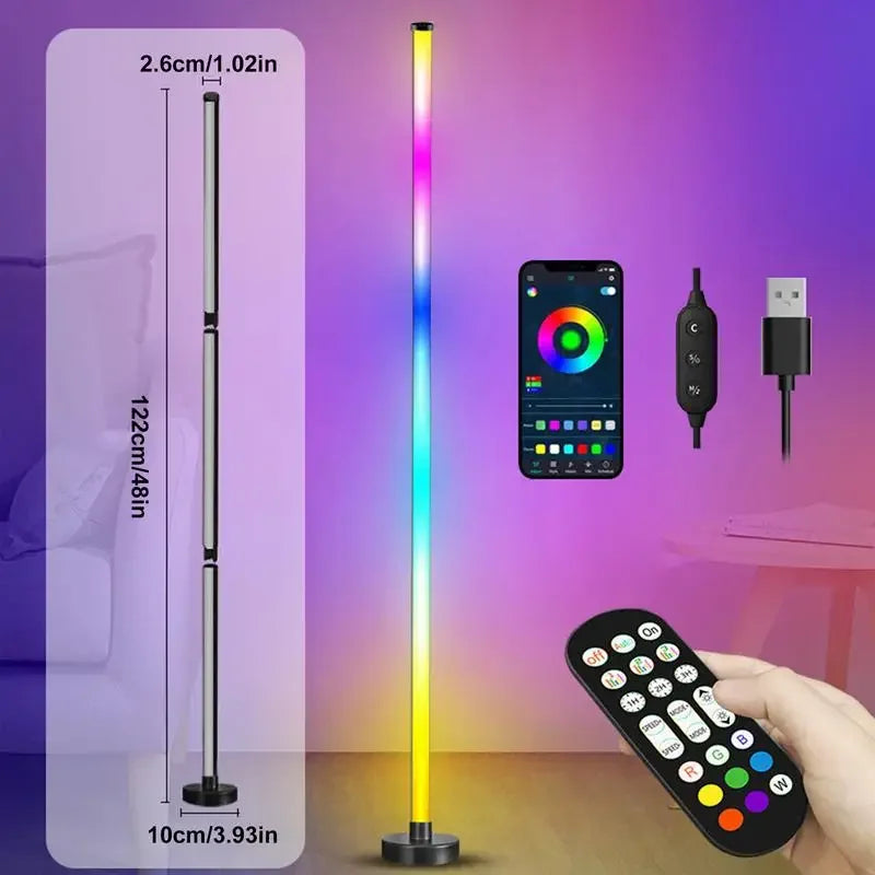 RGB Floor Lamp Modern Floor Lamp Music Sync 10W Standing Floor Lamp Ambient Lighting with App Remote Control for Bedrooms Living-Serilas