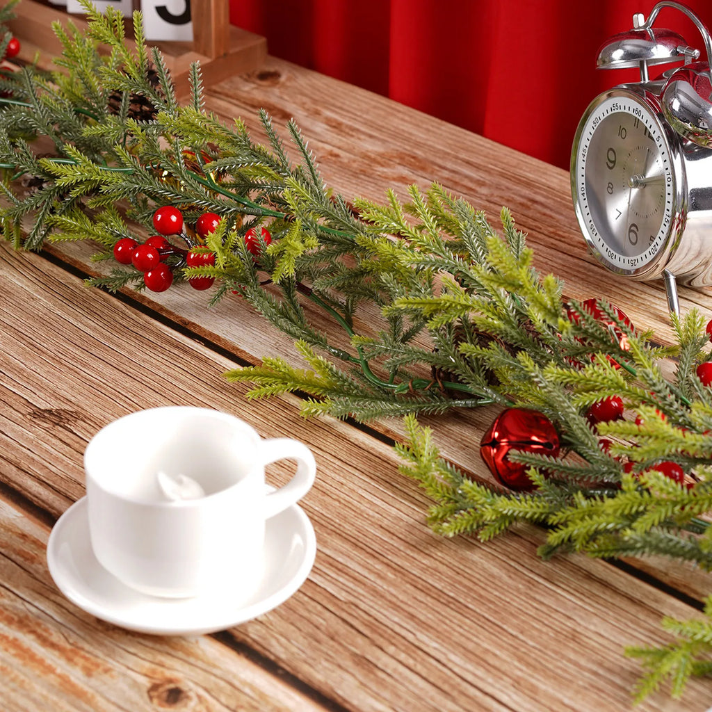 Christmas Garland Artificial Pine Garland For Outdoor Or Indoor Garden Green Fireplaces Holiday Party Decorations 1.8/1.9/2.7m-Serilas