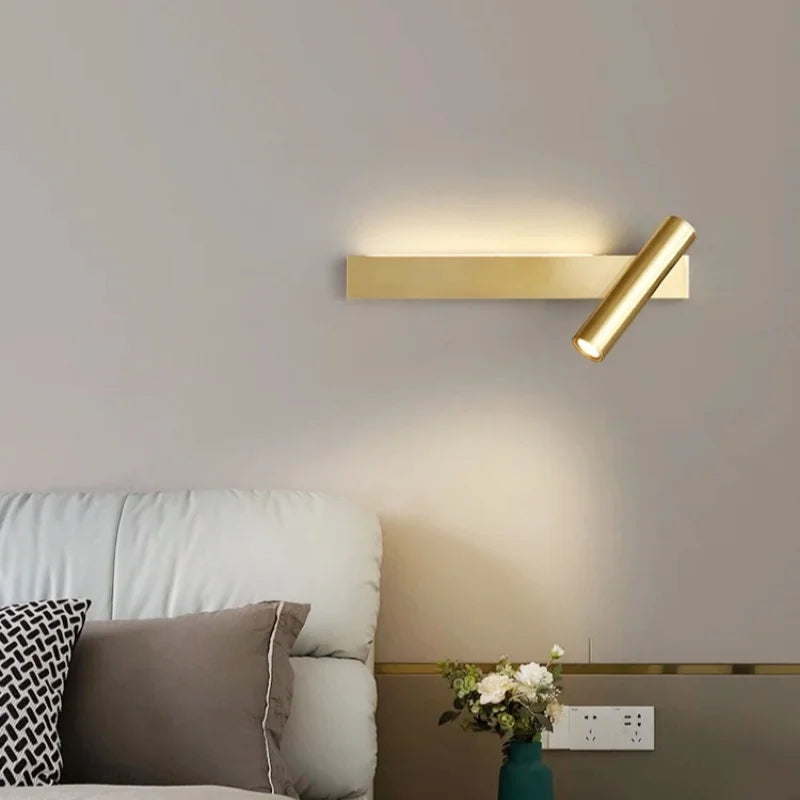 Minimalist wall lamp, living room bedroom wall rotatable spotlight, creative minimalist bedside lamp, USB interface reading lamp-Serilas
