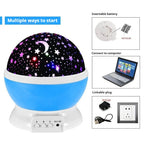 Night Lamp Projector Starry Sky Night Light Projector Baby Lamp Decor Rotating Starry Nursery Moon Galaxy Projector Table Light-Serilas