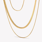Tarnish Free Stainless Steel 18K Gold Plated Herryingbone Thin Snake Chain Layer Necklace Sexy Women's Gold Chain Necklace-Serilas