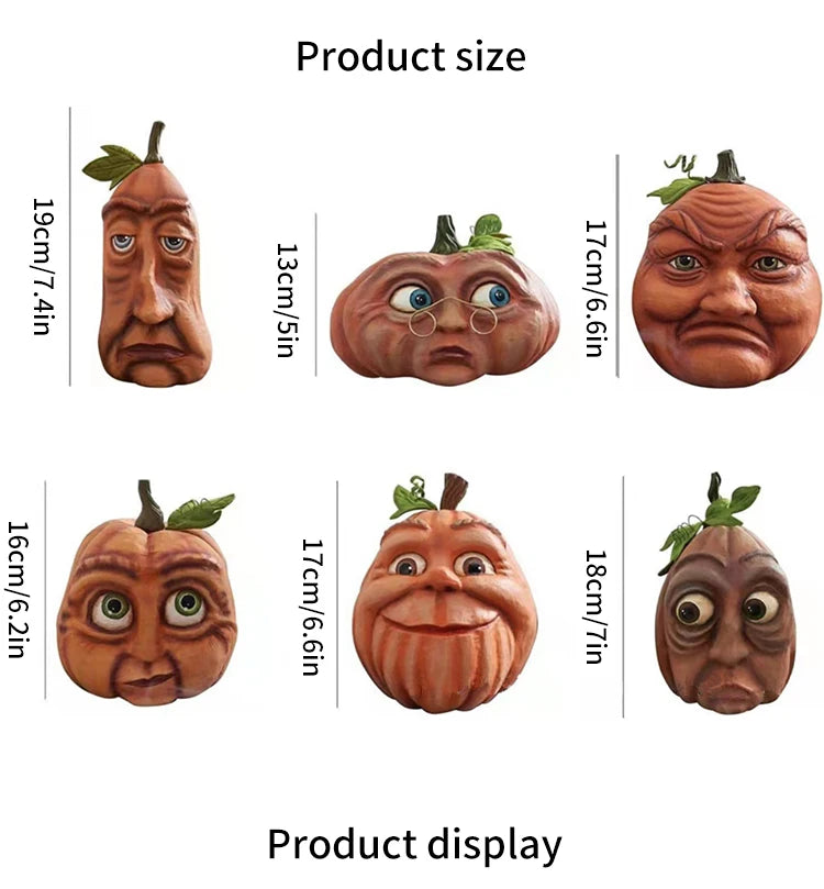 Artificial Pumpkin Statue for Garden Decoration, Pumpkin Face, Monster, Party Decoration, Expression-Serilas