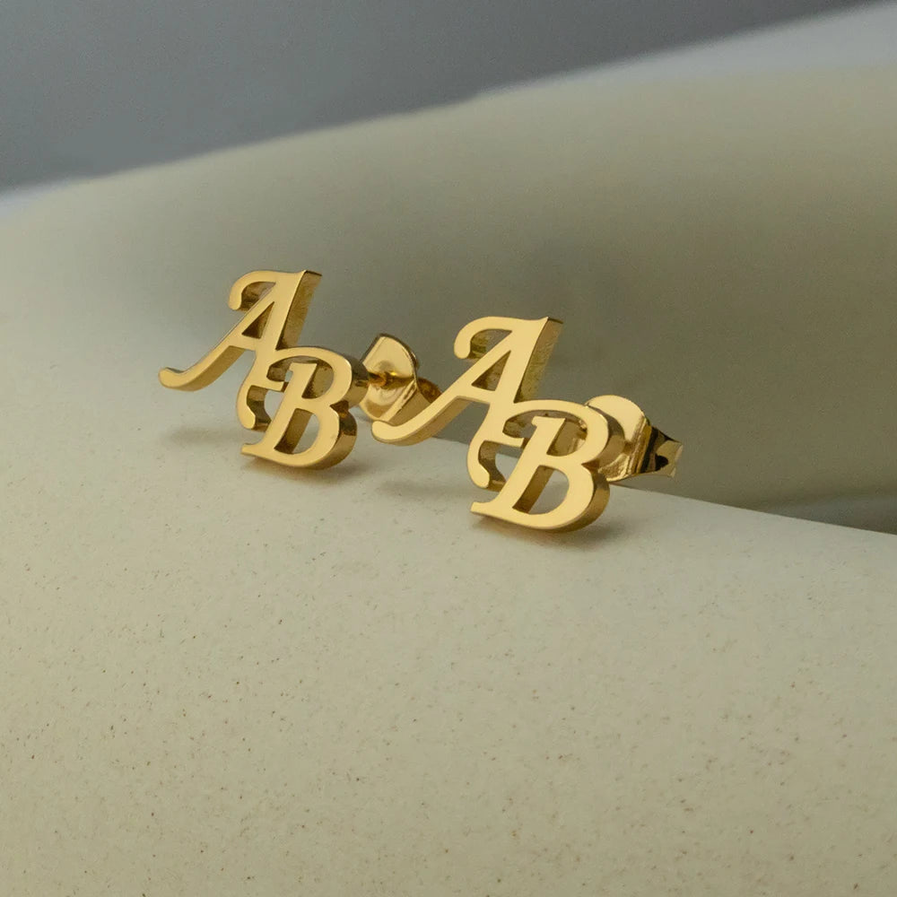 Personalized Initial Name Earrings Exquisite Stainless Steel Customized Earrings Commemorative Gift for Mom and Women's Friends-Serilas