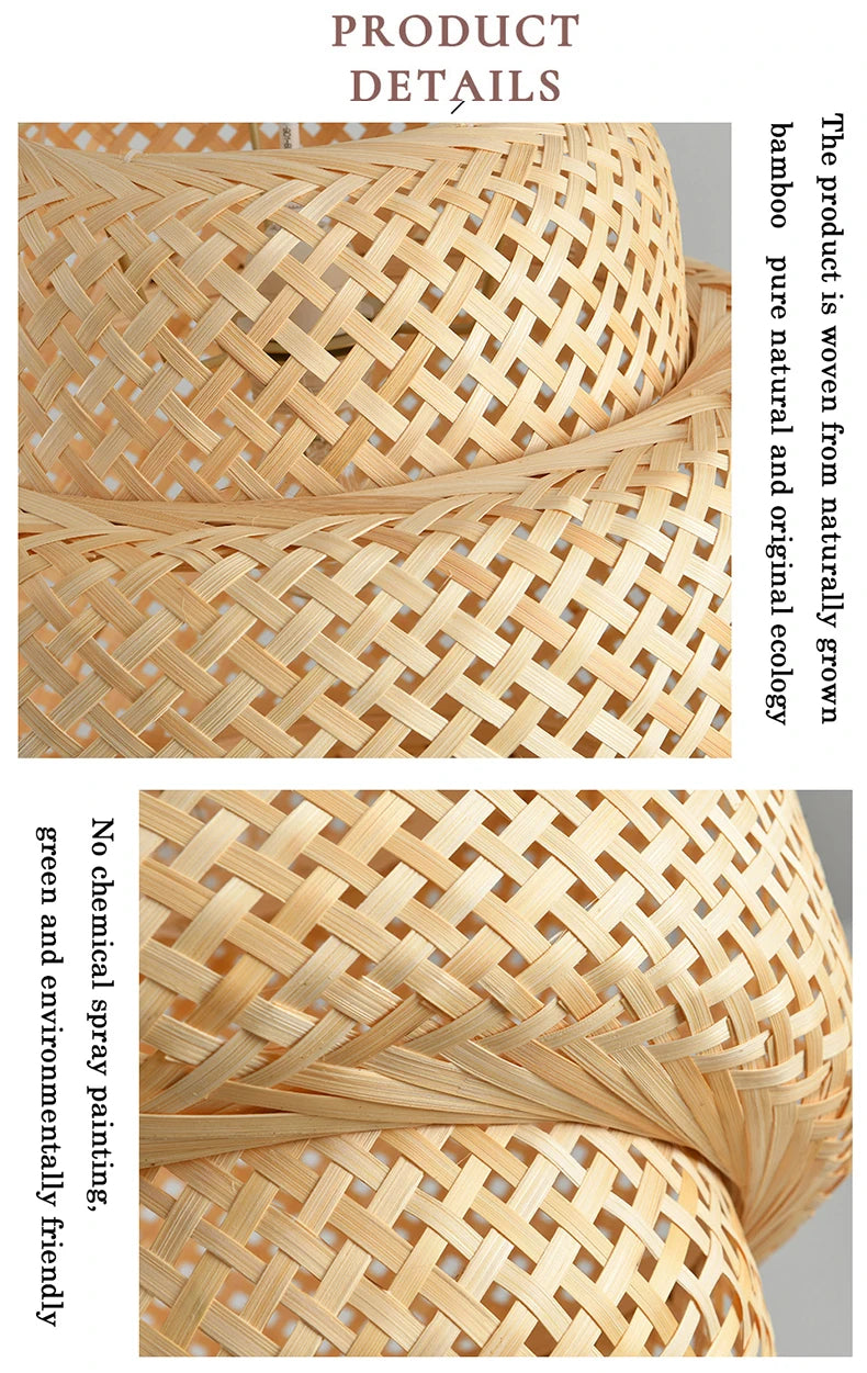 BambuAura™ Hand-Woven Bamboo Rattan Pendant Lantern