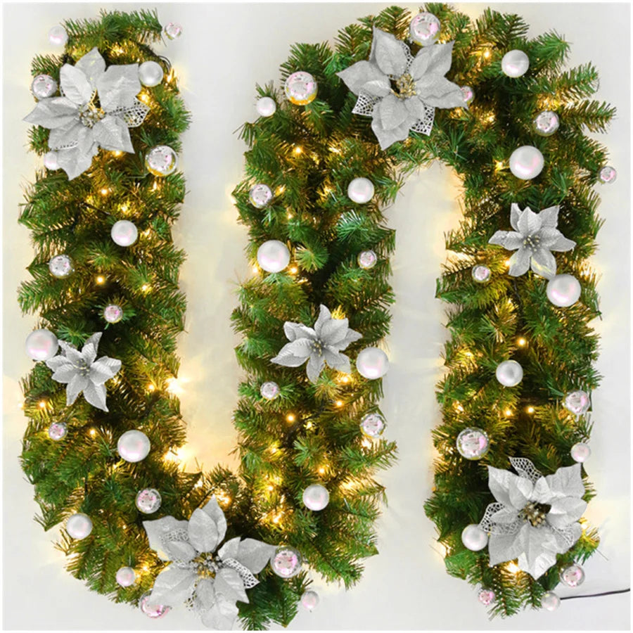 2.7M 5 Colors Christmas Decorations Garland Decoration Rattan Lights Wreath Decorated Mantel Fireplace Stairs Wall Door Decor-Serilas